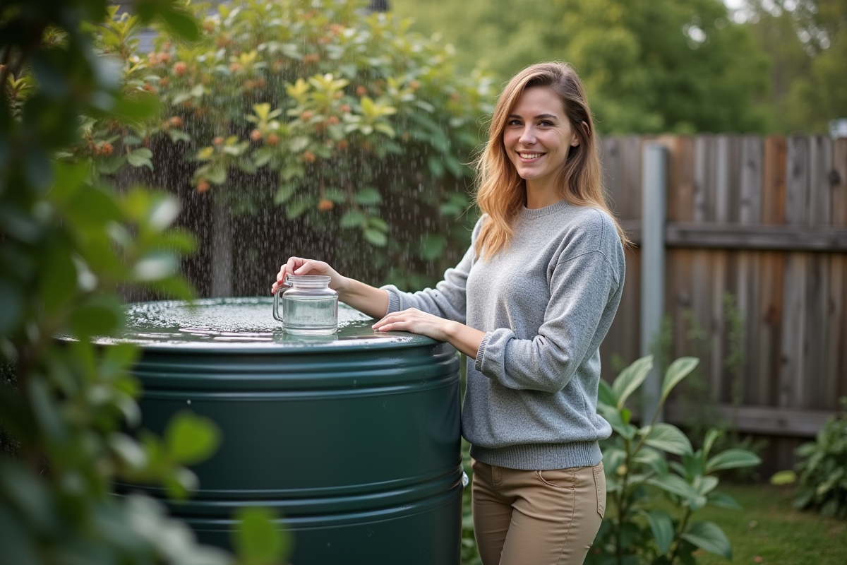 Jeune femme avec un seau d