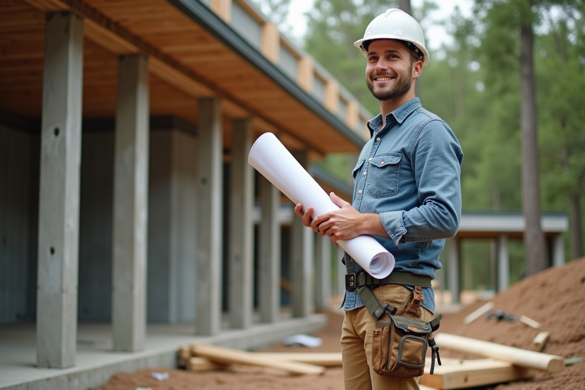 Jeune architecte observant la construction d