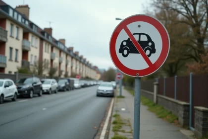 Panneau de signalisation B34 interdiction de circuler pour certains véhicules en zone urbaine